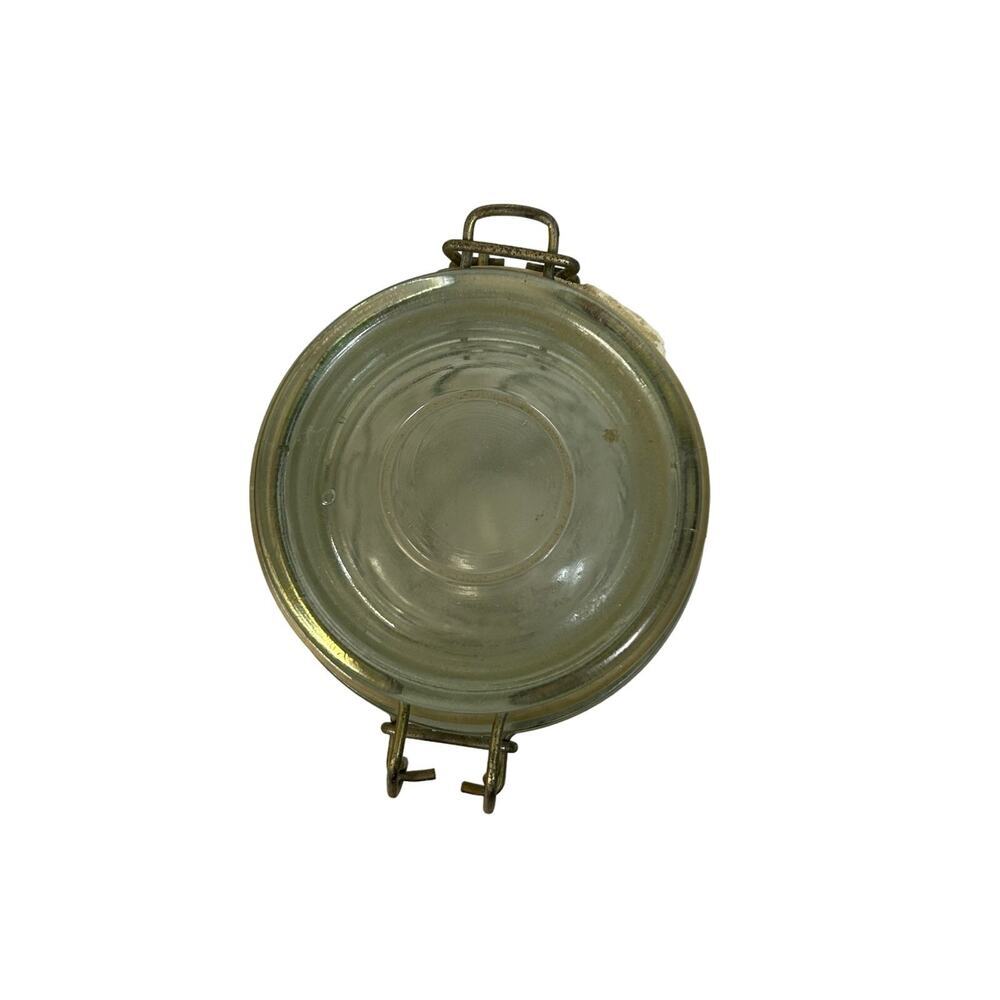 Vintage Fruit Embossed Clear Glass Canister with Flip Top 8" tall Collectable - Picture 5 of 8